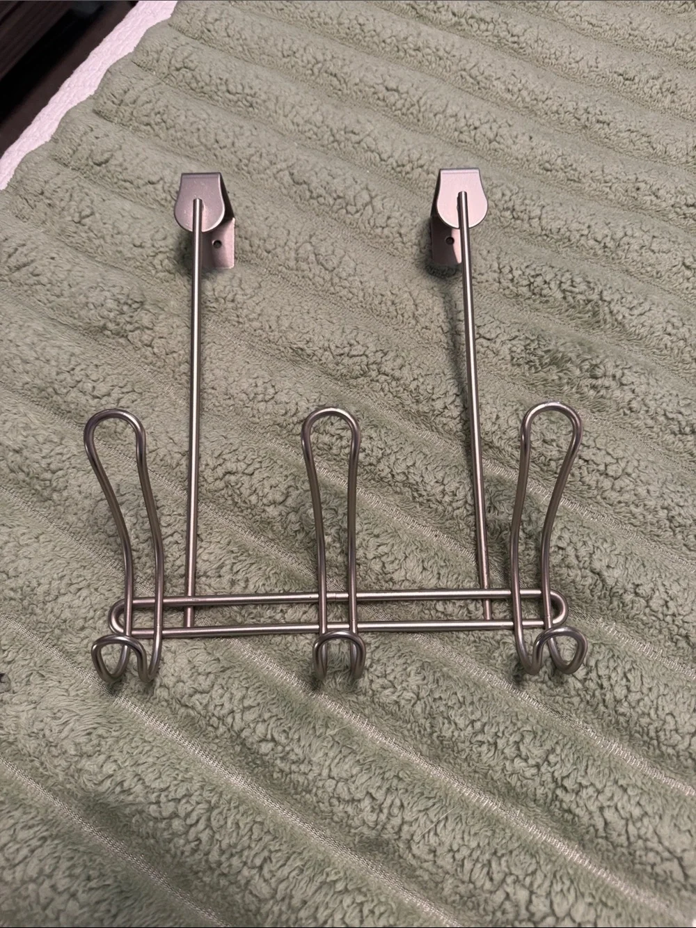 Over-the-Door 3-Hook Metal Wall Organizer in Brushed Silver